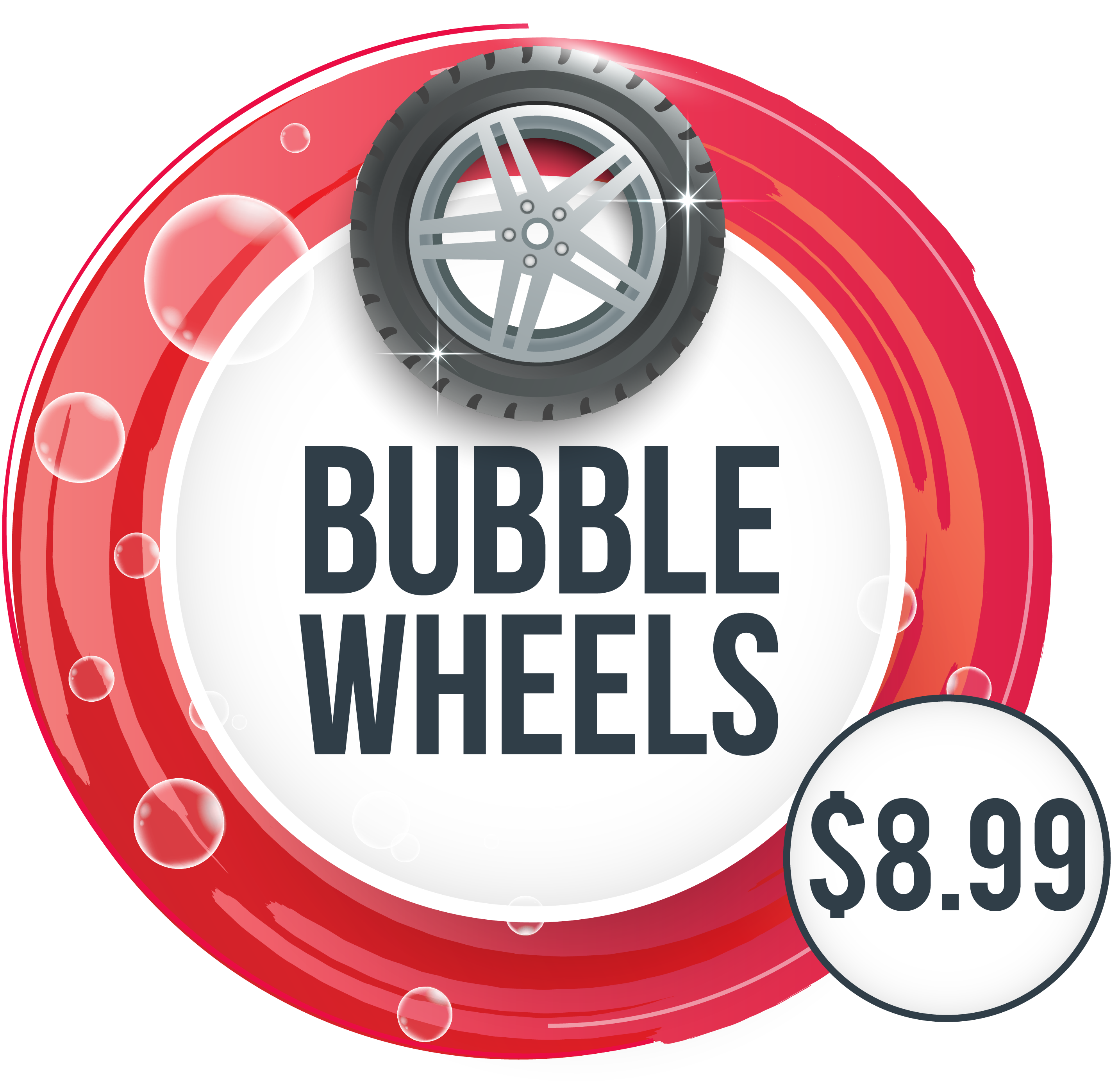 Bubble Wheels Car Wash Deal PNG