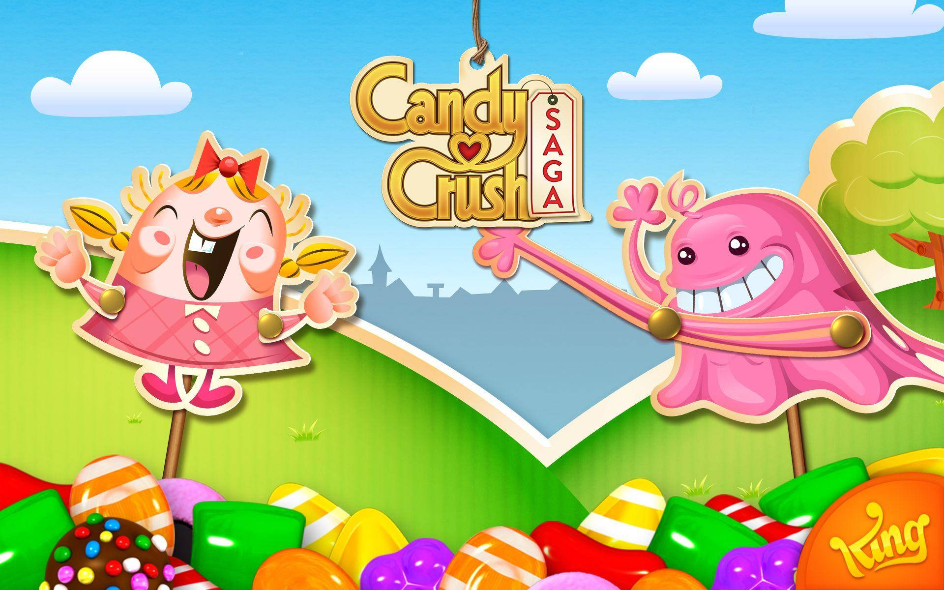 Bubblegumtroll Con Tiffi En Candy Crush Saga Fondo de pantalla