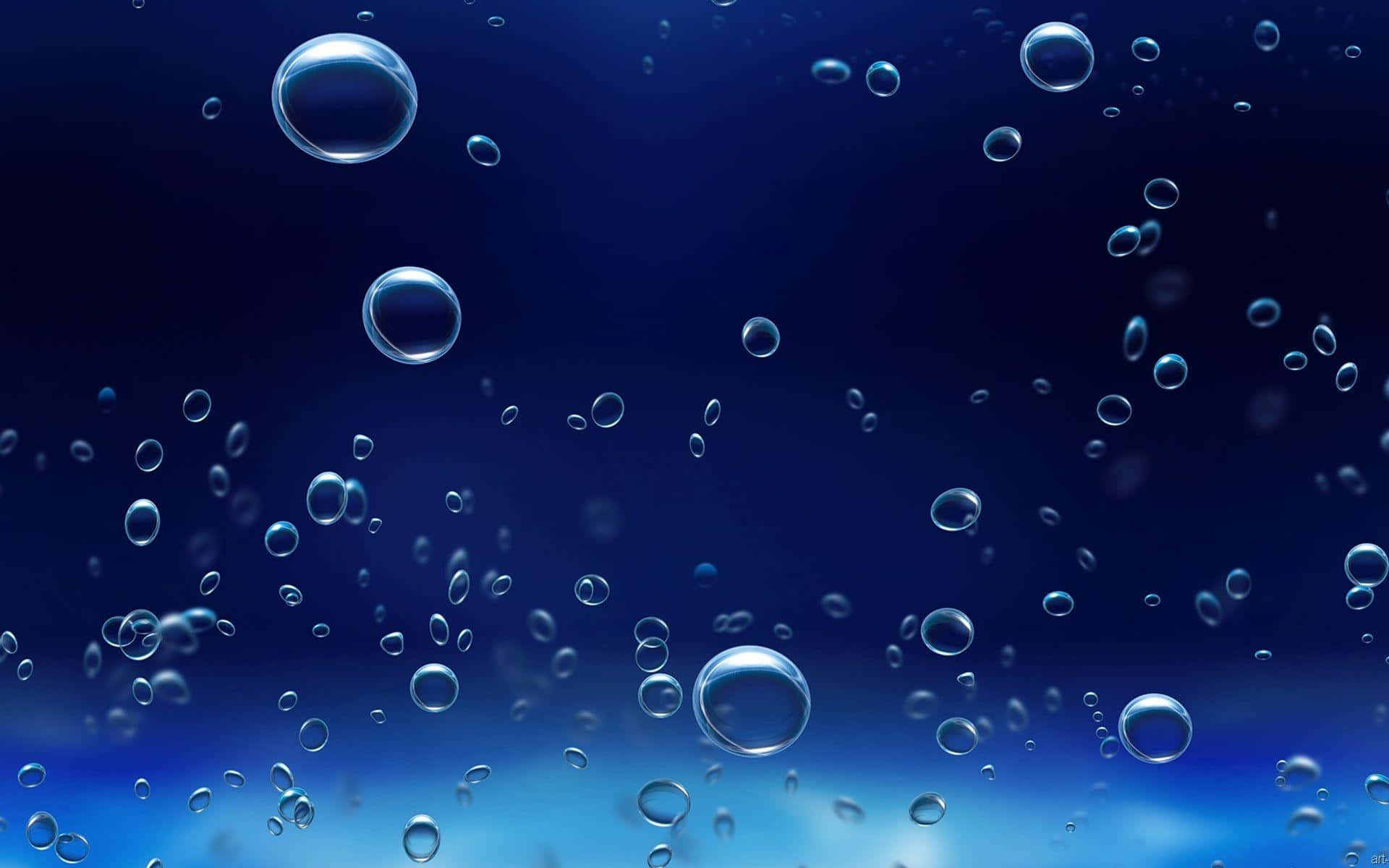 Landscape Darck Blue Water Bubbles Background