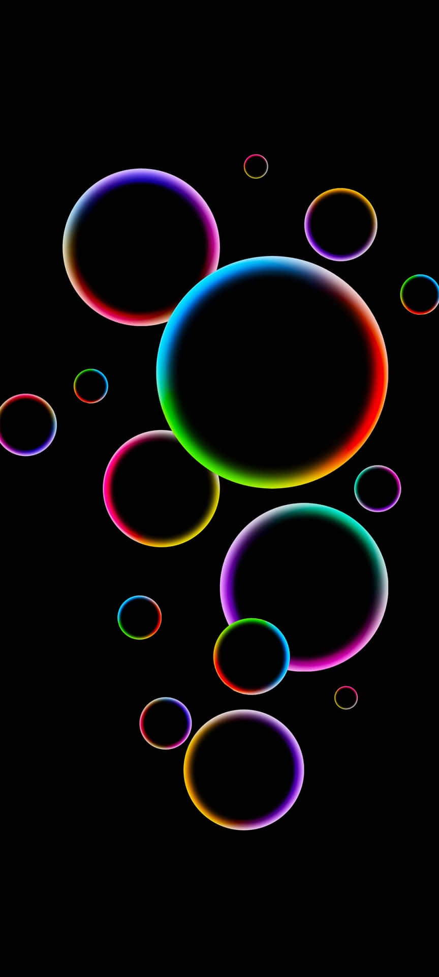 A Black Background With Colorful Circles Wallpaper