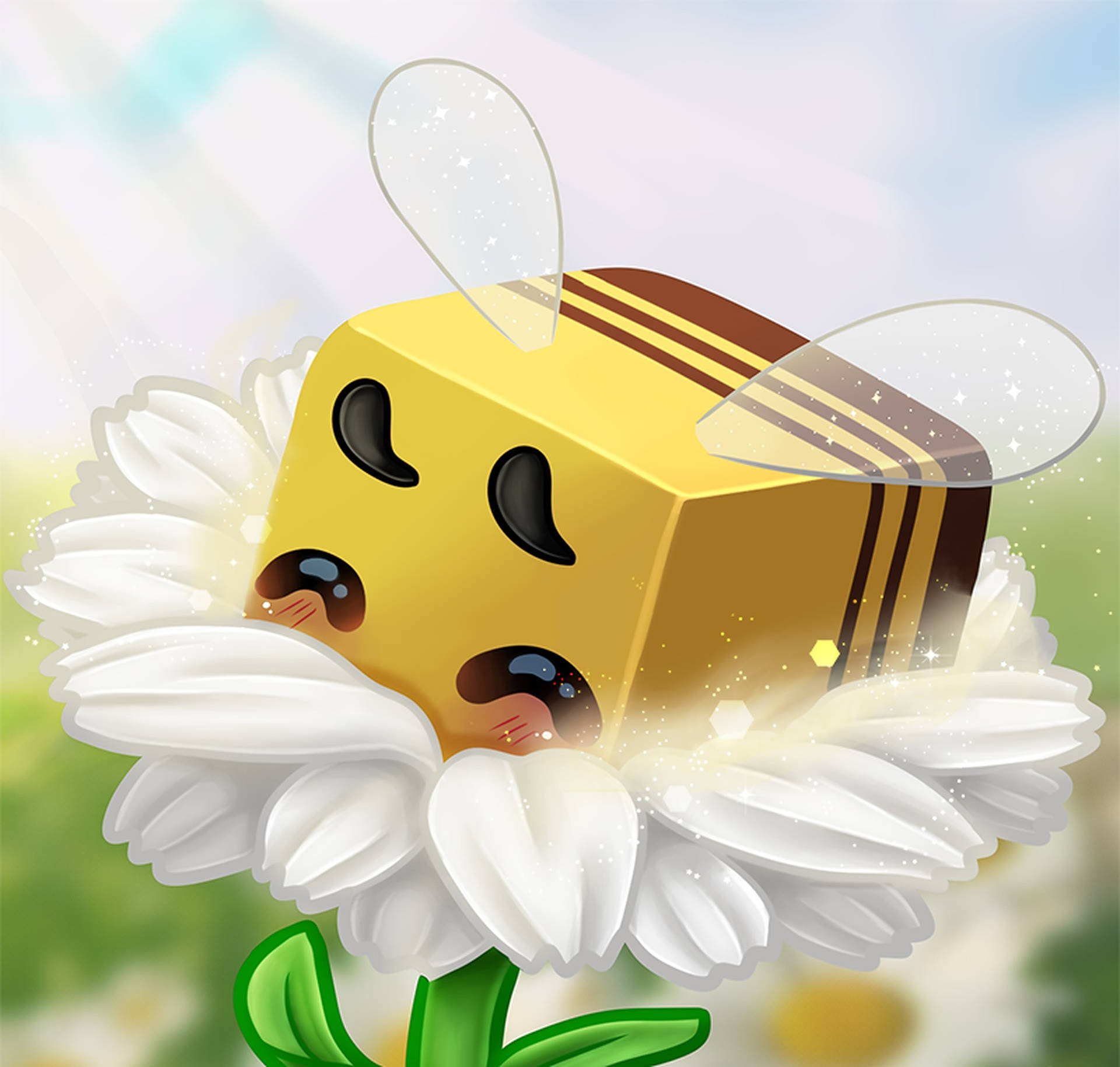 Bubbly Minecraft Bee Wallpaper