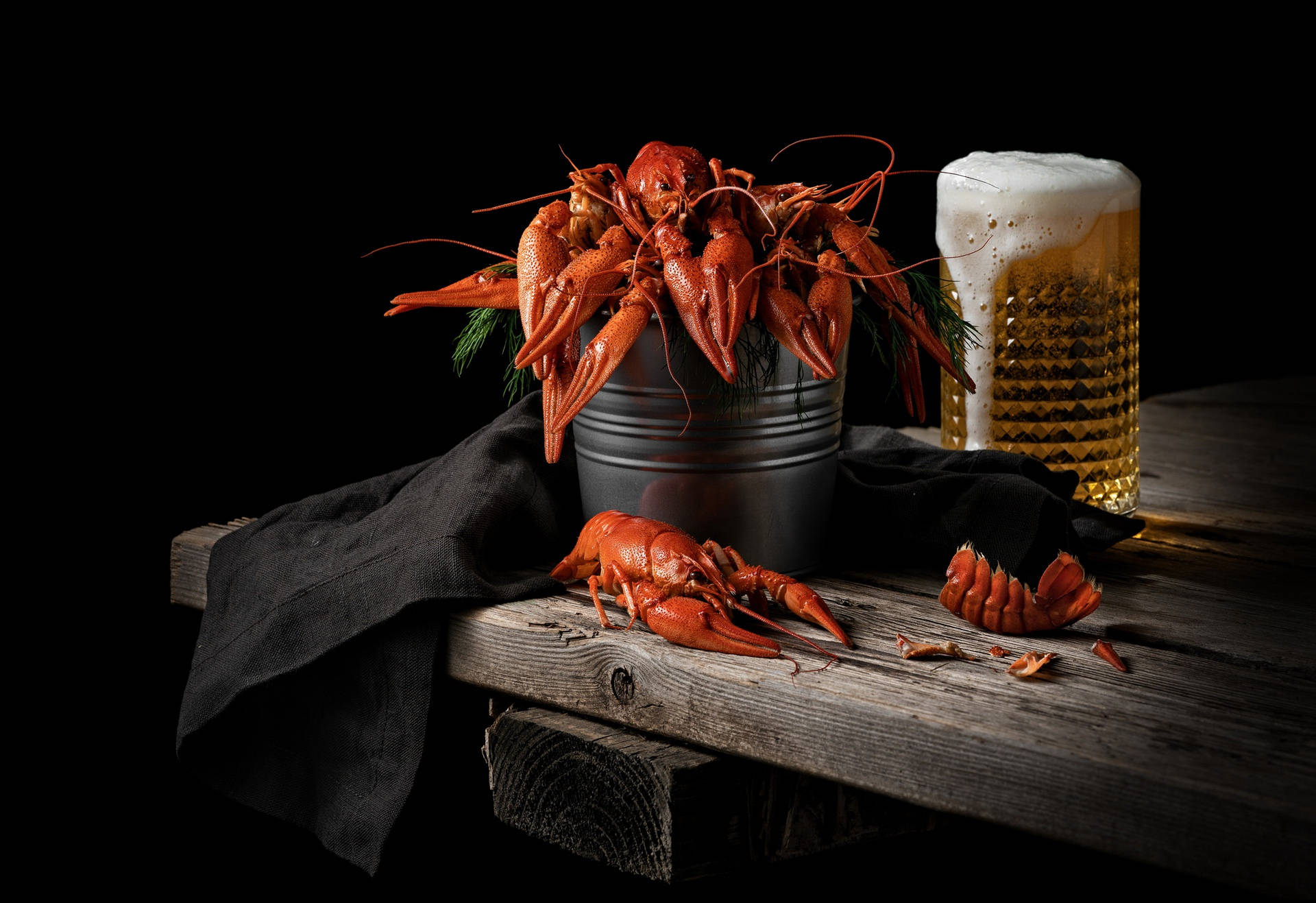 Bucket Of Lobster With Beer Wallpaper