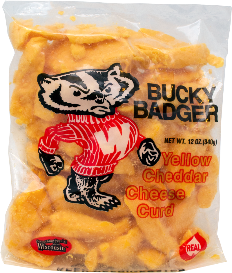Bucky Badger Cheese Curds Packaging PNG