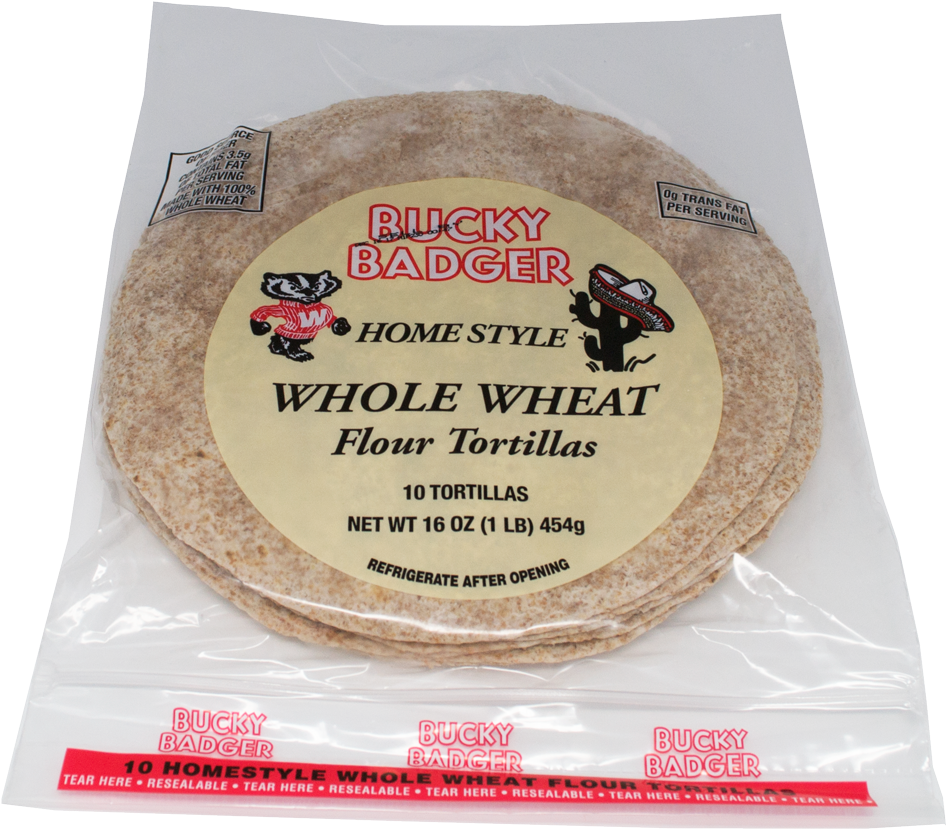 Bucky Badger Whole Wheat Tortillas Package PNG
