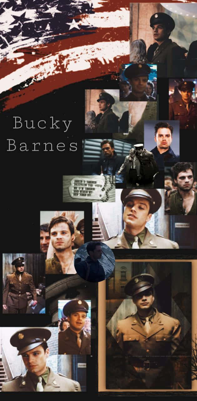 En collage af fotos med ordene Bucky Barnes Wallpaper