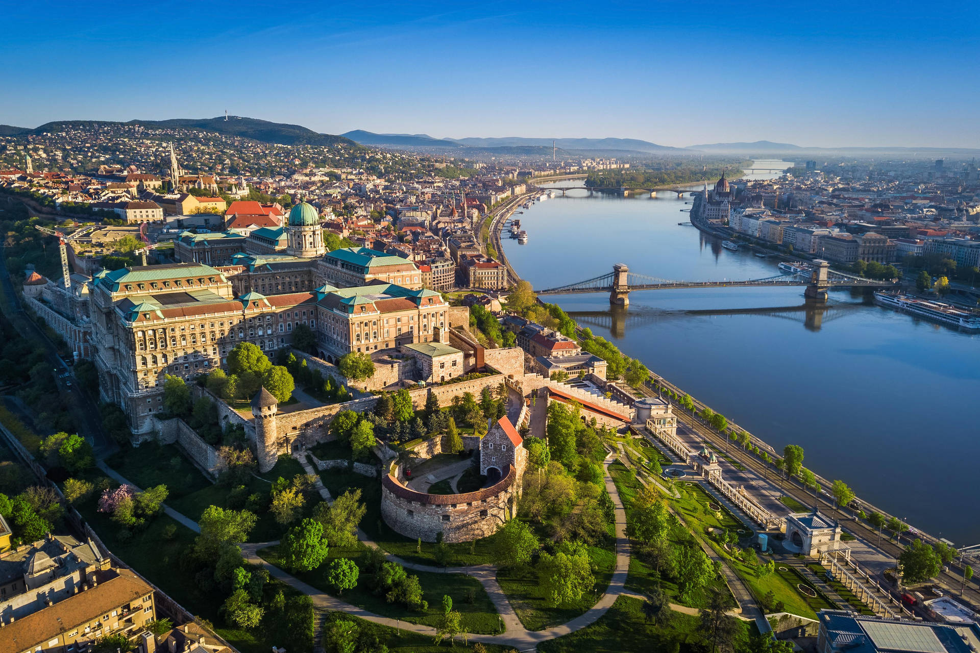 budapest, hungary aerial view Wallpaper