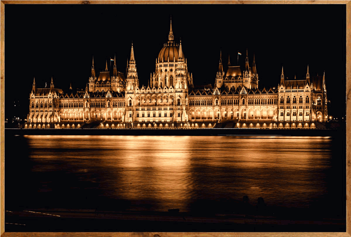 Budapest Parliament Night Reflection PNG