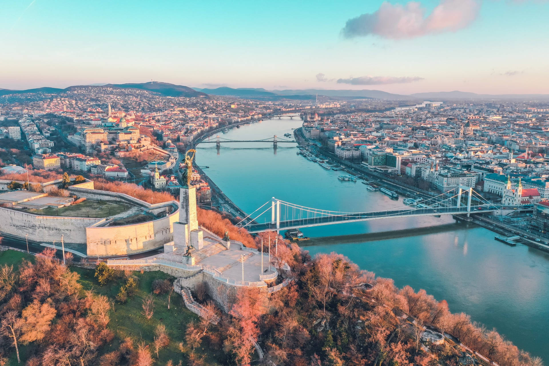 Captivating Budapest Skyline Under Pastel Skies Wallpaper