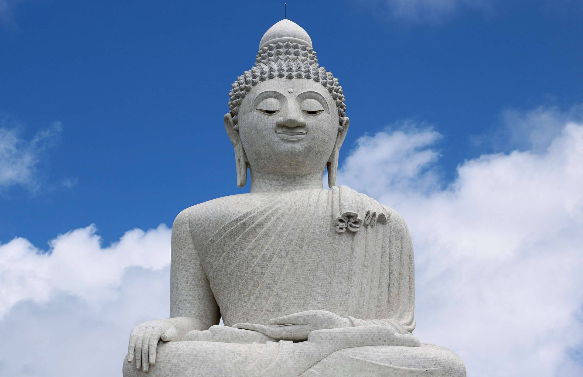 Buddha 3d Hvid Monument Statue Wallpaper