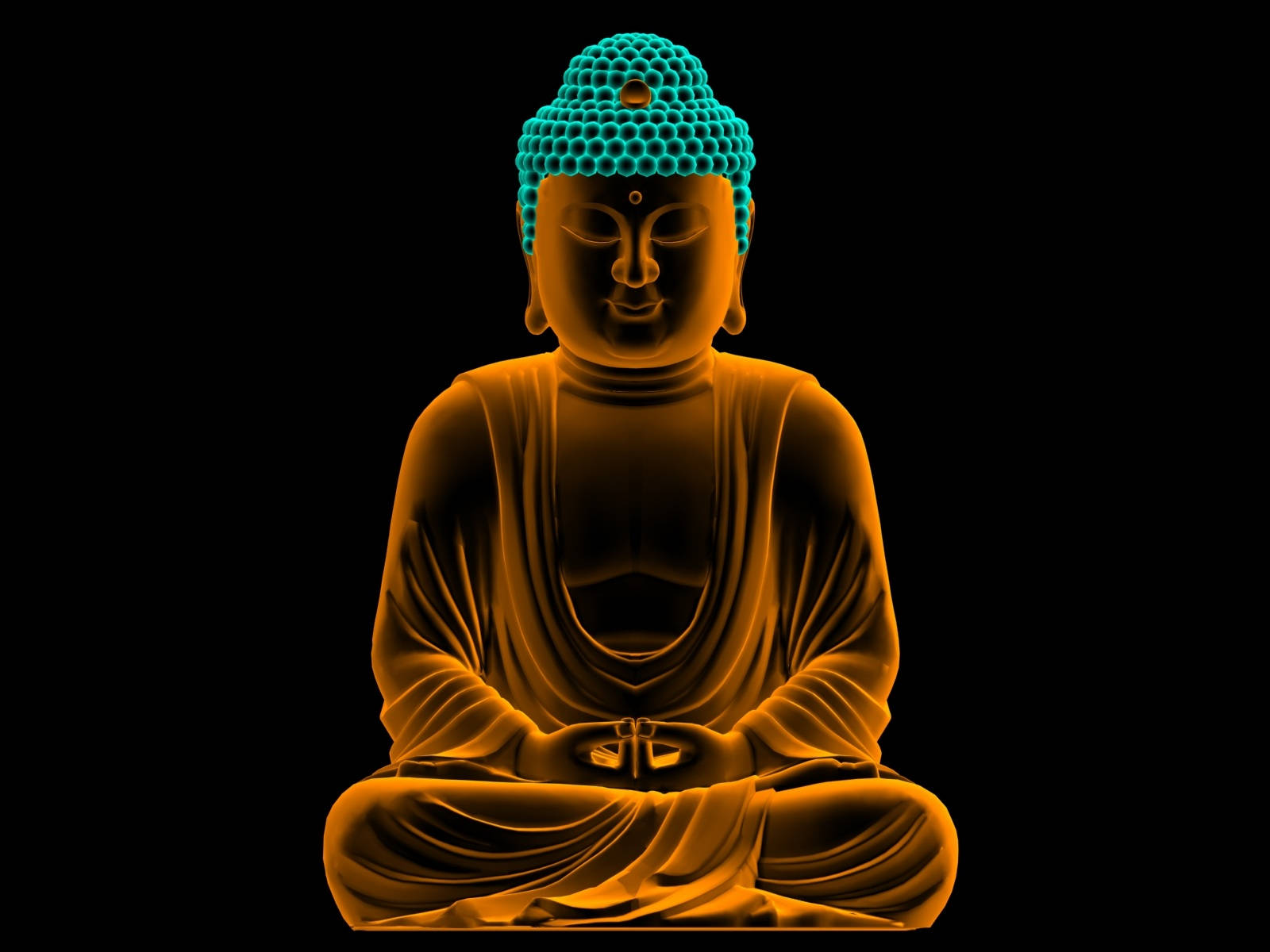 Buddha 3d Luminous Orange Statue Wallpaper
