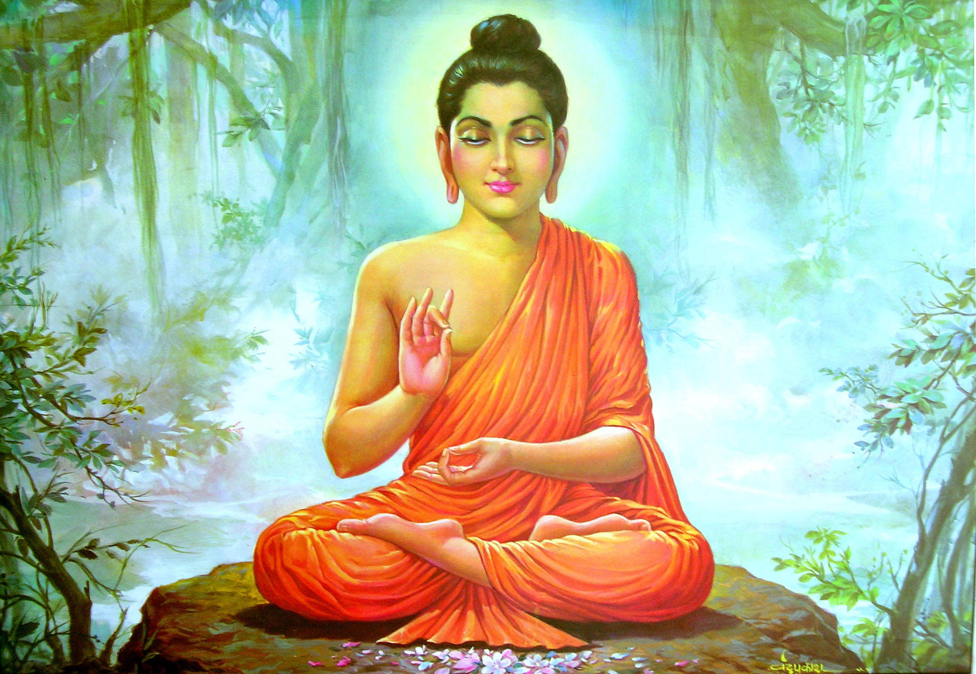 Buddhadesktopzeichnung Im Wald Wallpaper
