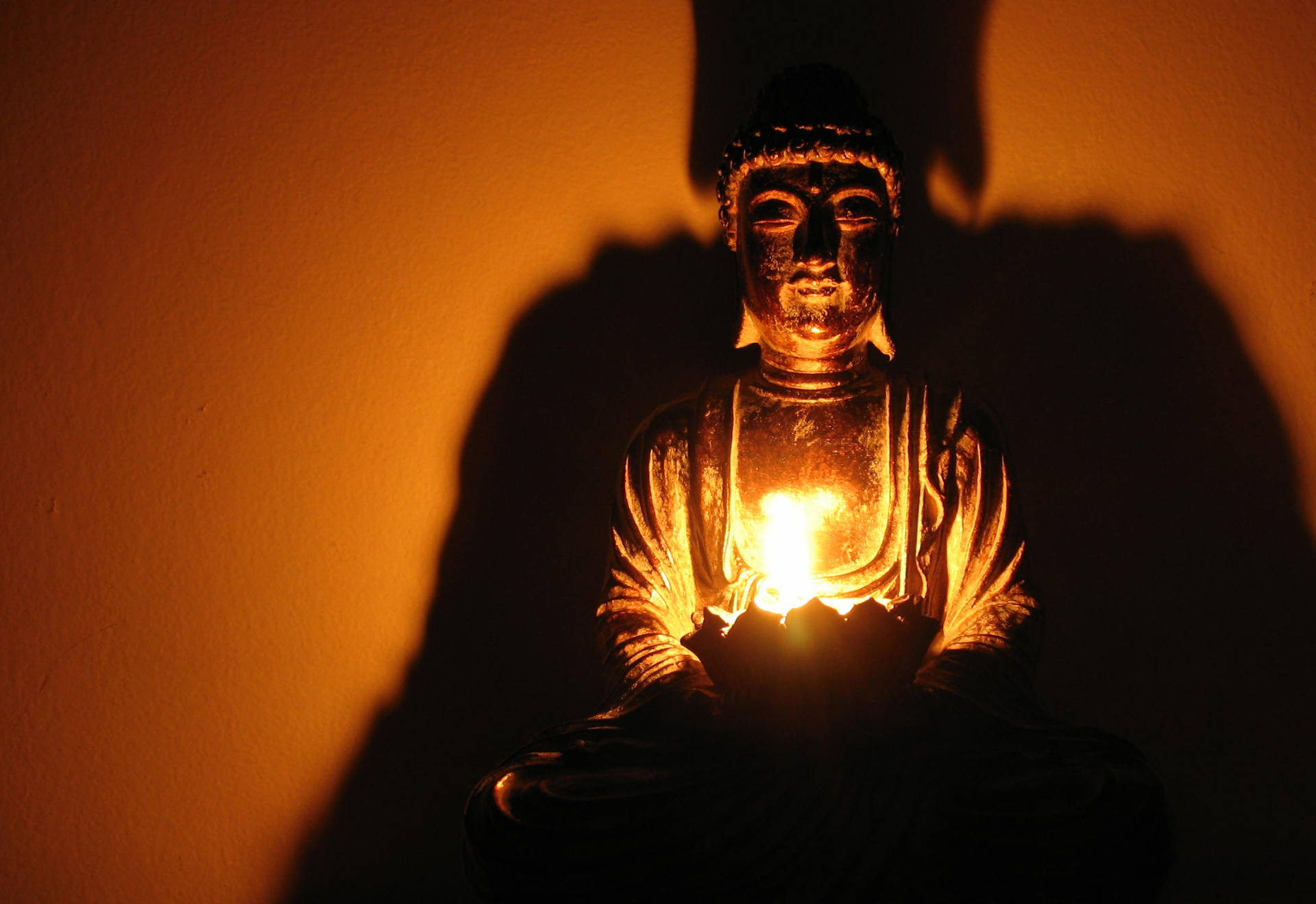 Buddha Desktop With Candle In Lotus Wallpaper