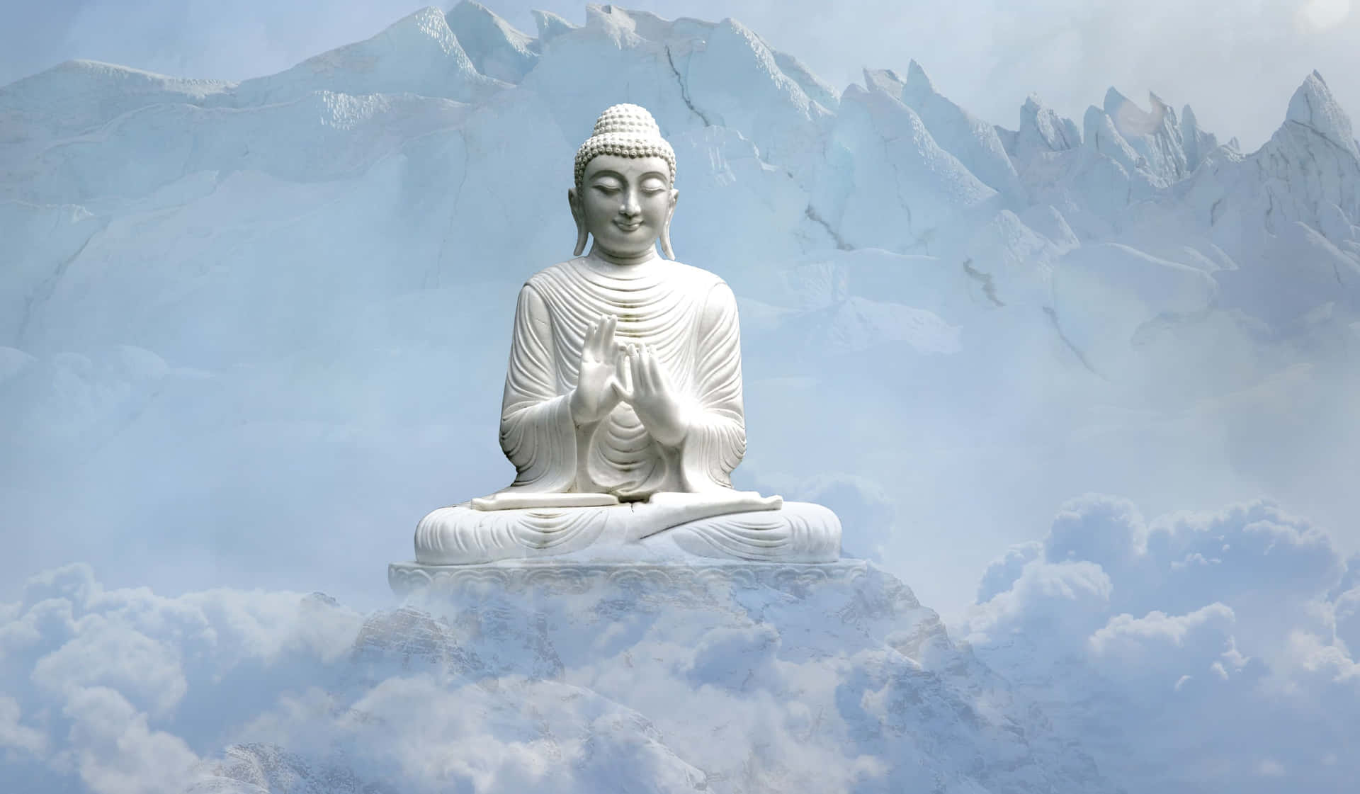 Meditating with a peaceful Buddha