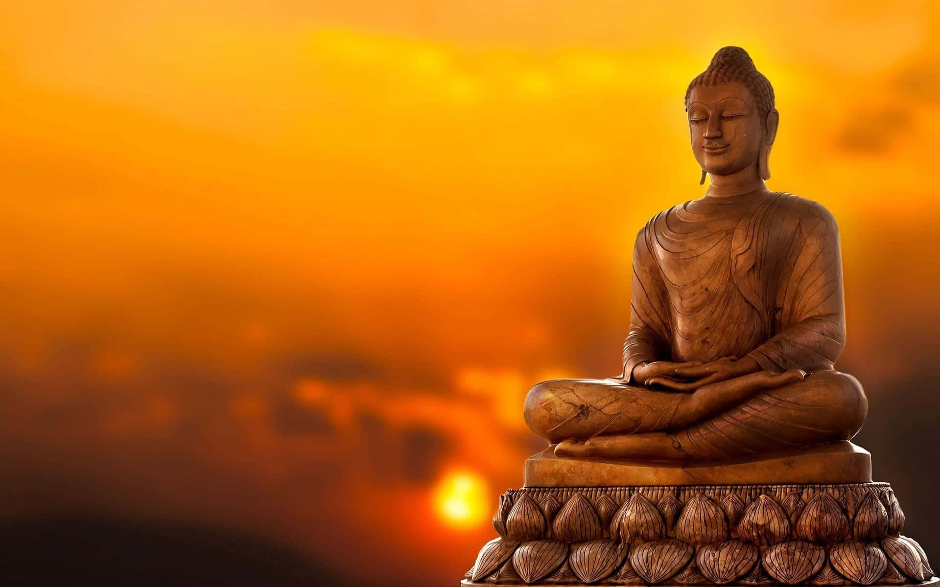 Buddhastatueim Sonnenuntergang