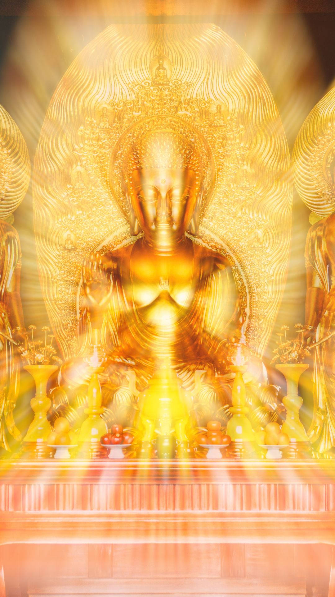 Serene Buddha in Spiritual Radiance Wallpaper
