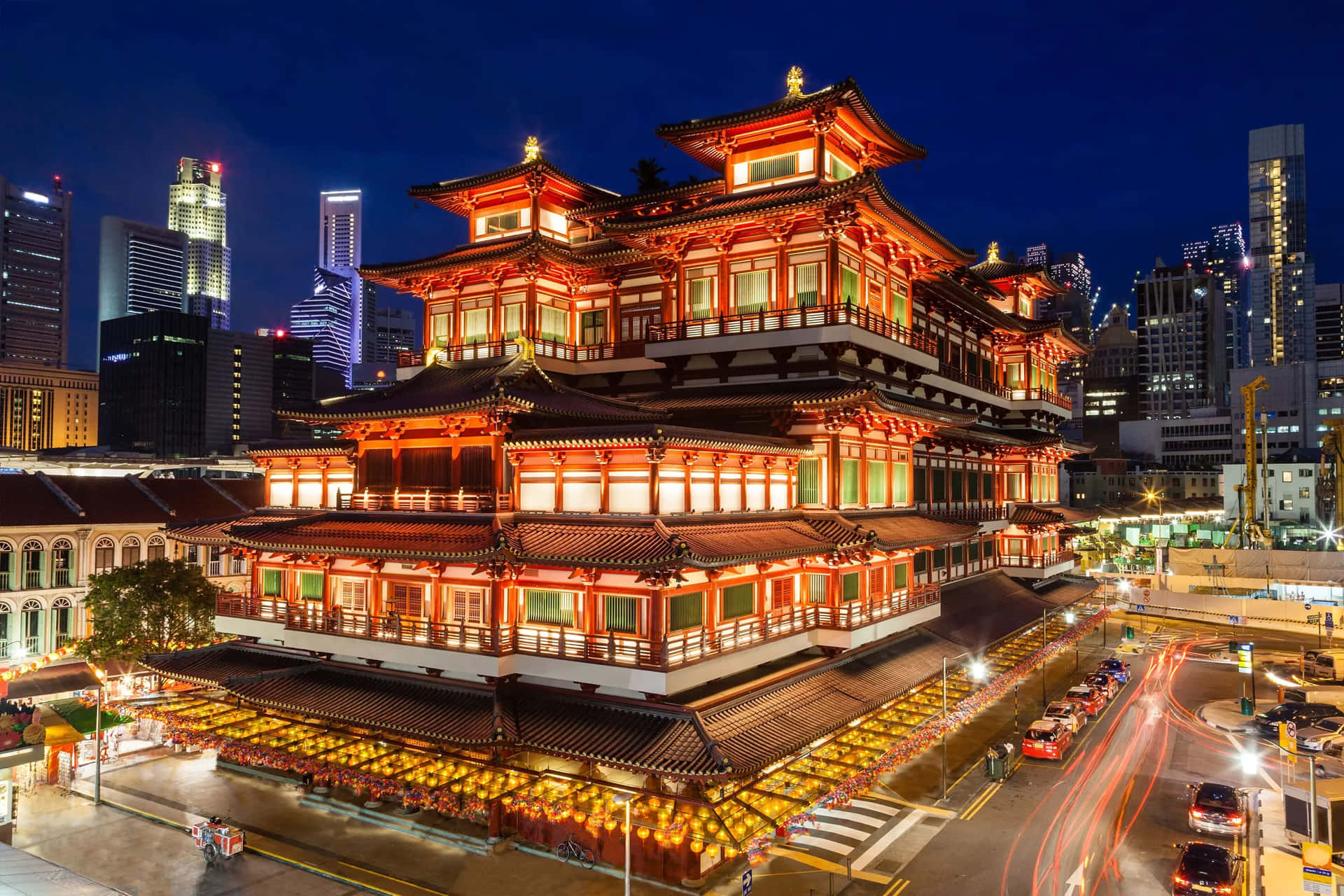 Buddha Tooth Relic Temple Singapore Night Wallpaper