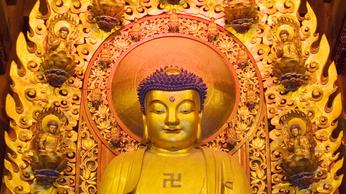 Buddhismensgyllene Altare Bild