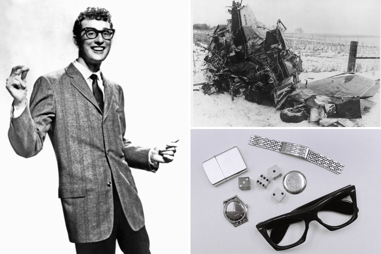 Buddy Holly And The Crickets Crashed Photo Collage Wallpaper