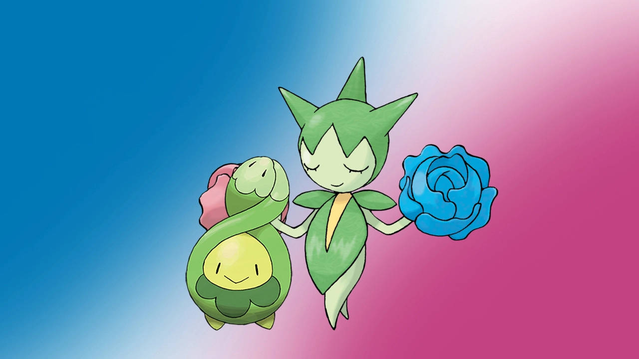Budew And Roselia In Gradient Background Wallpaper