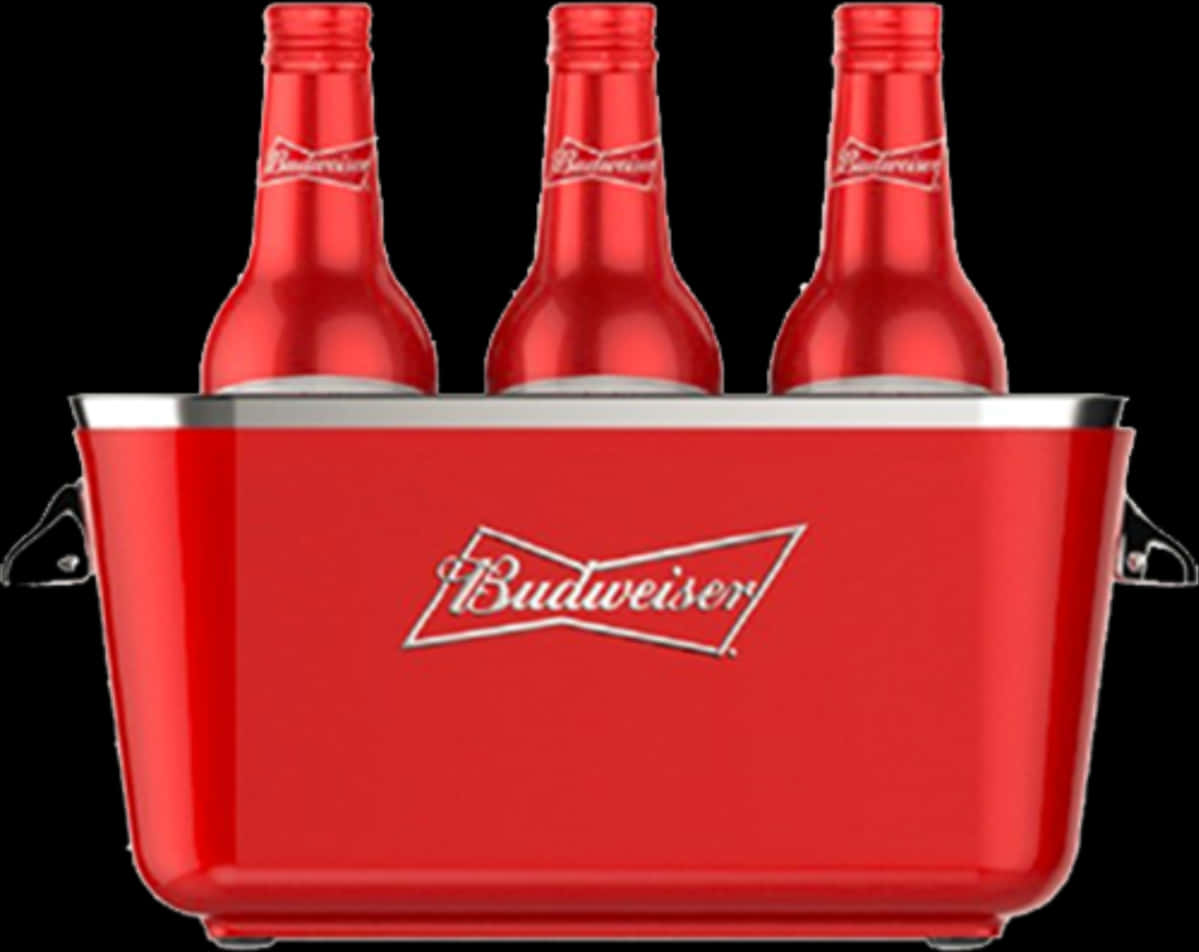 Budweiser Beer Bottlesin Ice Bucket PNG