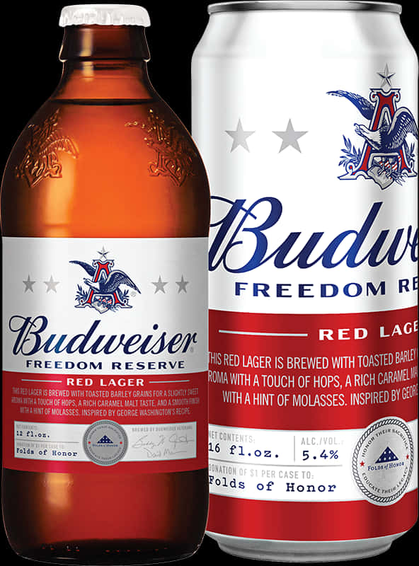 Budweiser Freedom Reserve Red Lager Bottle Can PNG