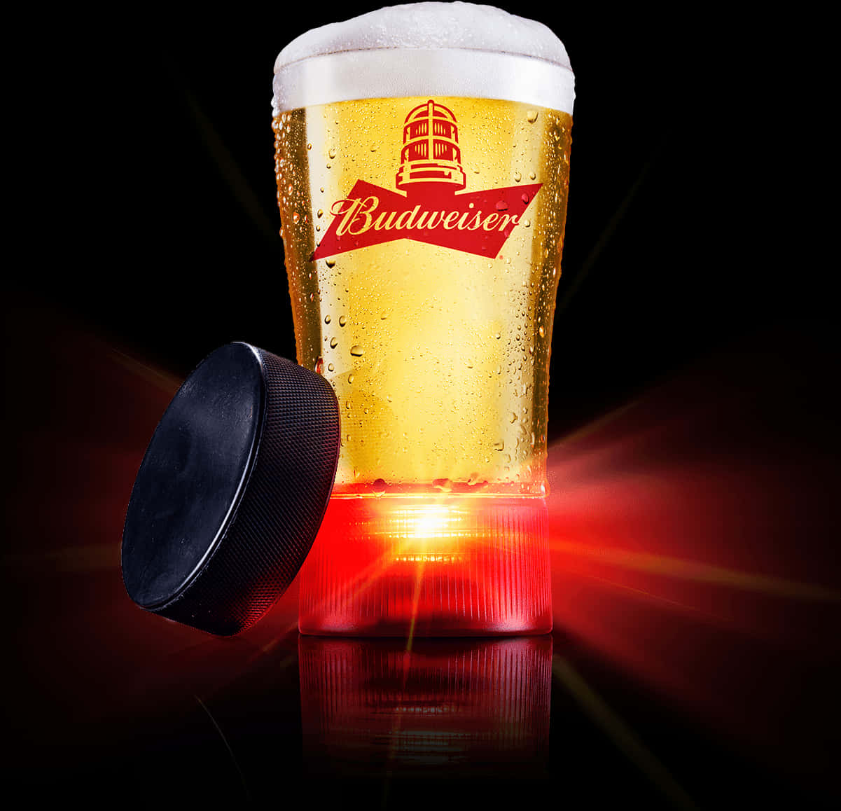 Budweiser Hockey Puck Glass PNG