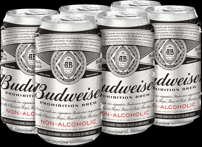 Budweiser Prohibition Brew Non Alcoholic Cans PNG