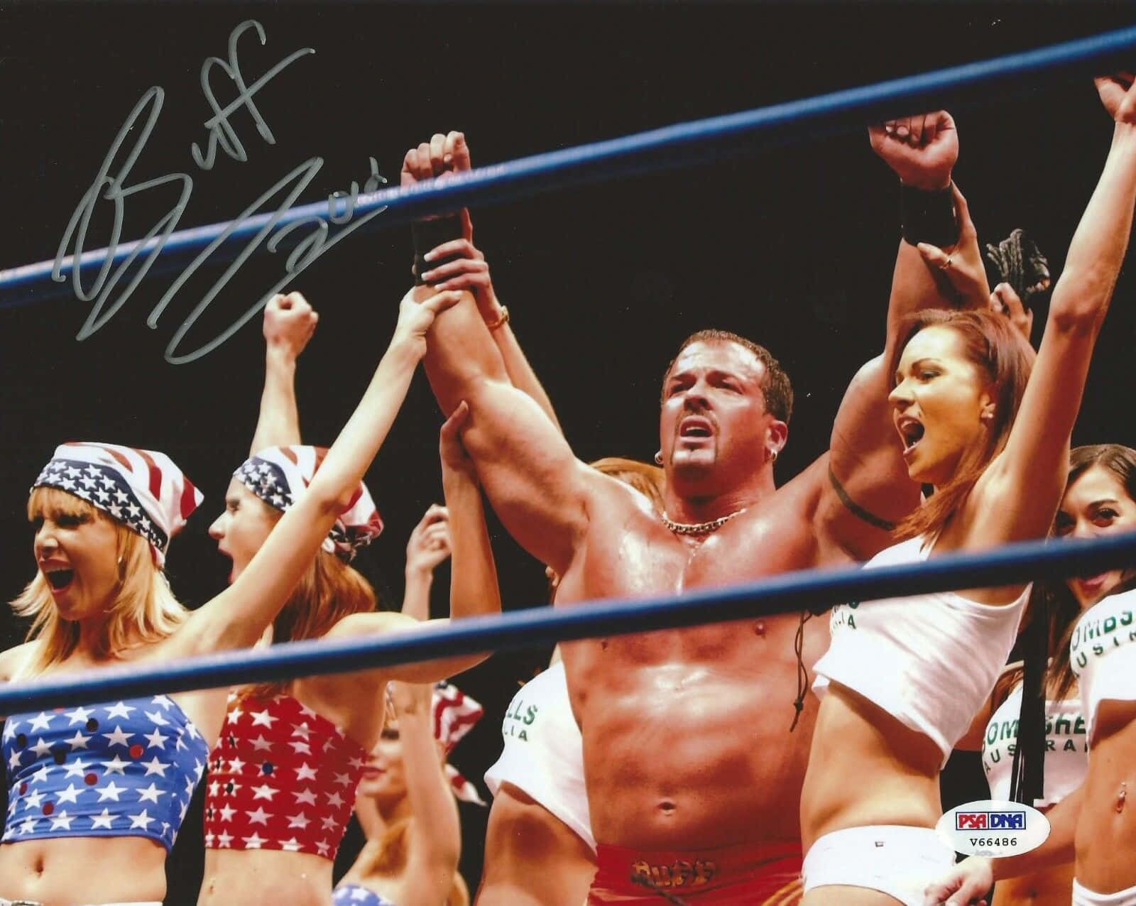 Buff Bagwell Wrestler Autograferet Fotografi vejrer på væggen Wallpaper