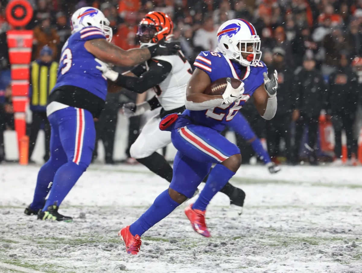 Buffalo Bills Running Back Sneeuwwedstrijd Achtergrond