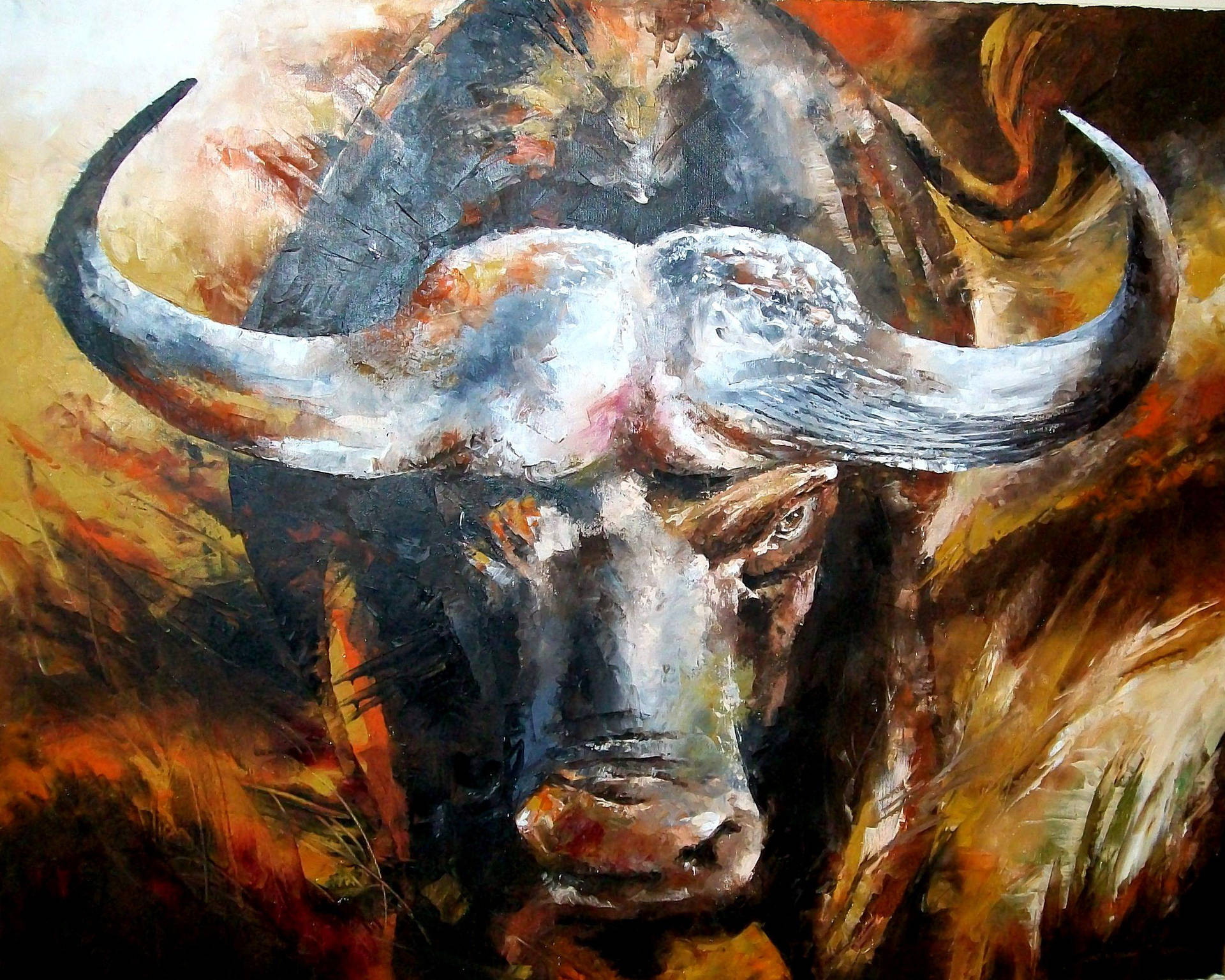 Buffalooljemålning. Wallpaper