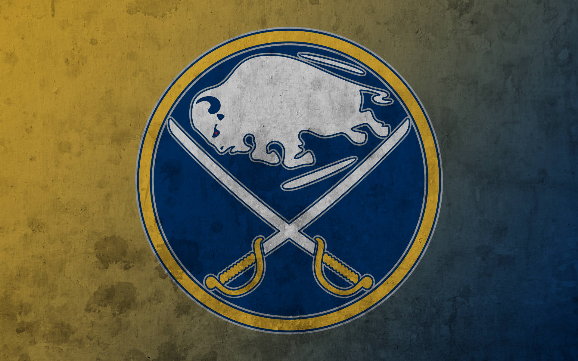 Buffalo Sabres Displaying Strength and Spirit in Rugged Blue and Yellow Wallpaper