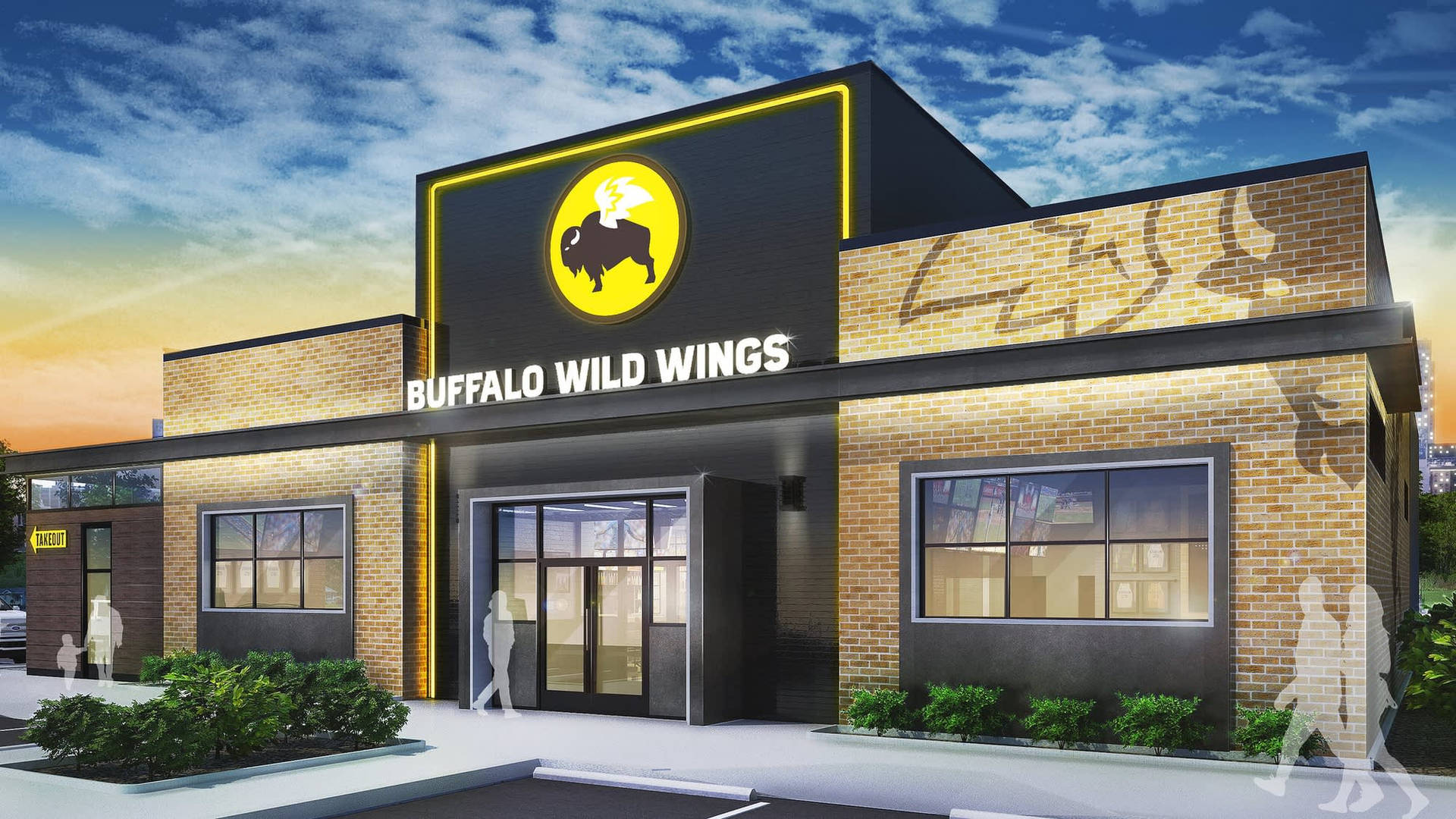 Designarquitetônico Do Restaurante Buffalo Wild Wings Papel de Parede