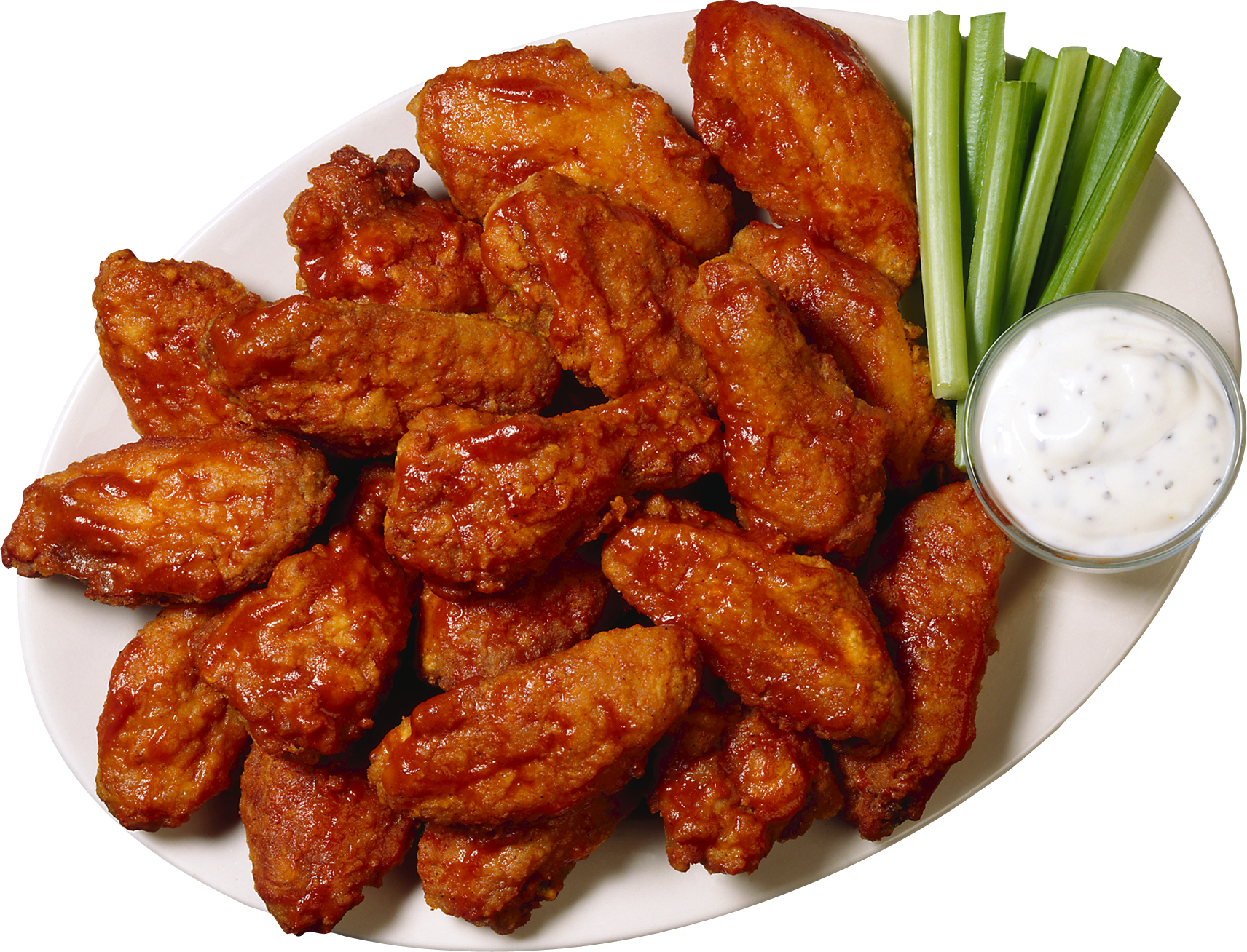 Buffalo Wings Plate With Dip PNG