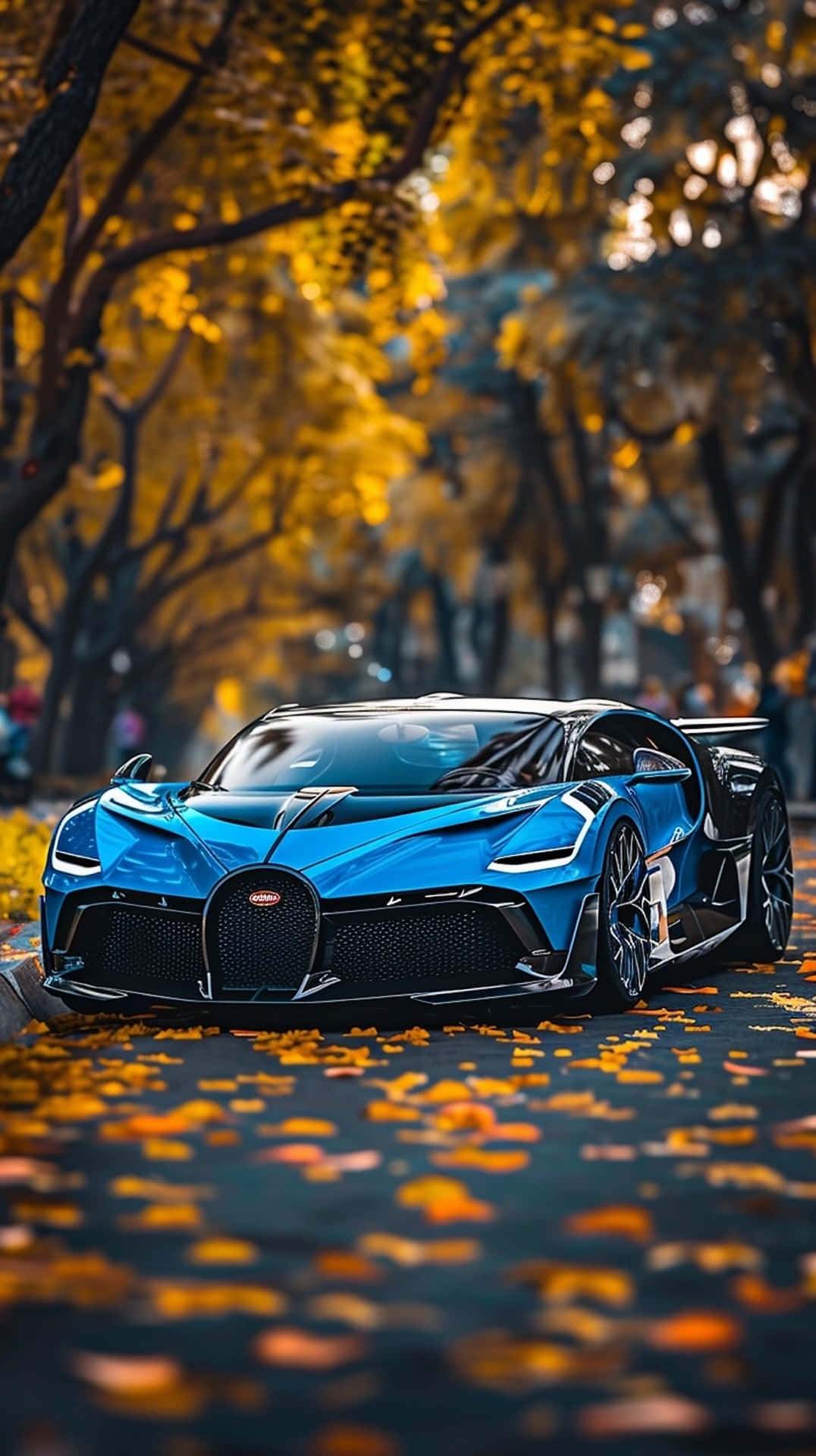 Bugatti Bolide Autumn Leaves Backdrop Wallpaper