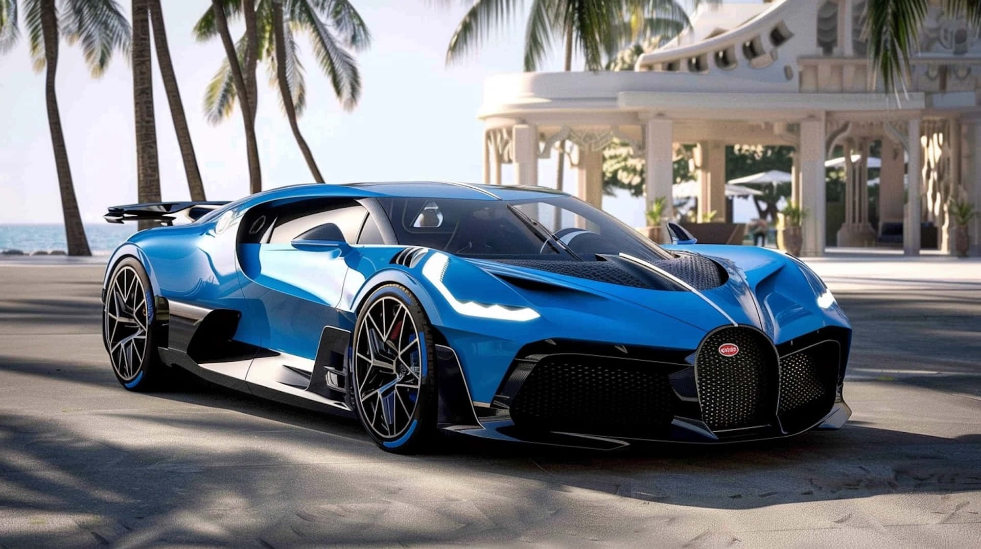 Bugatti Bolide Exotic Supercar Tropical Backdrop.jpg Wallpaper