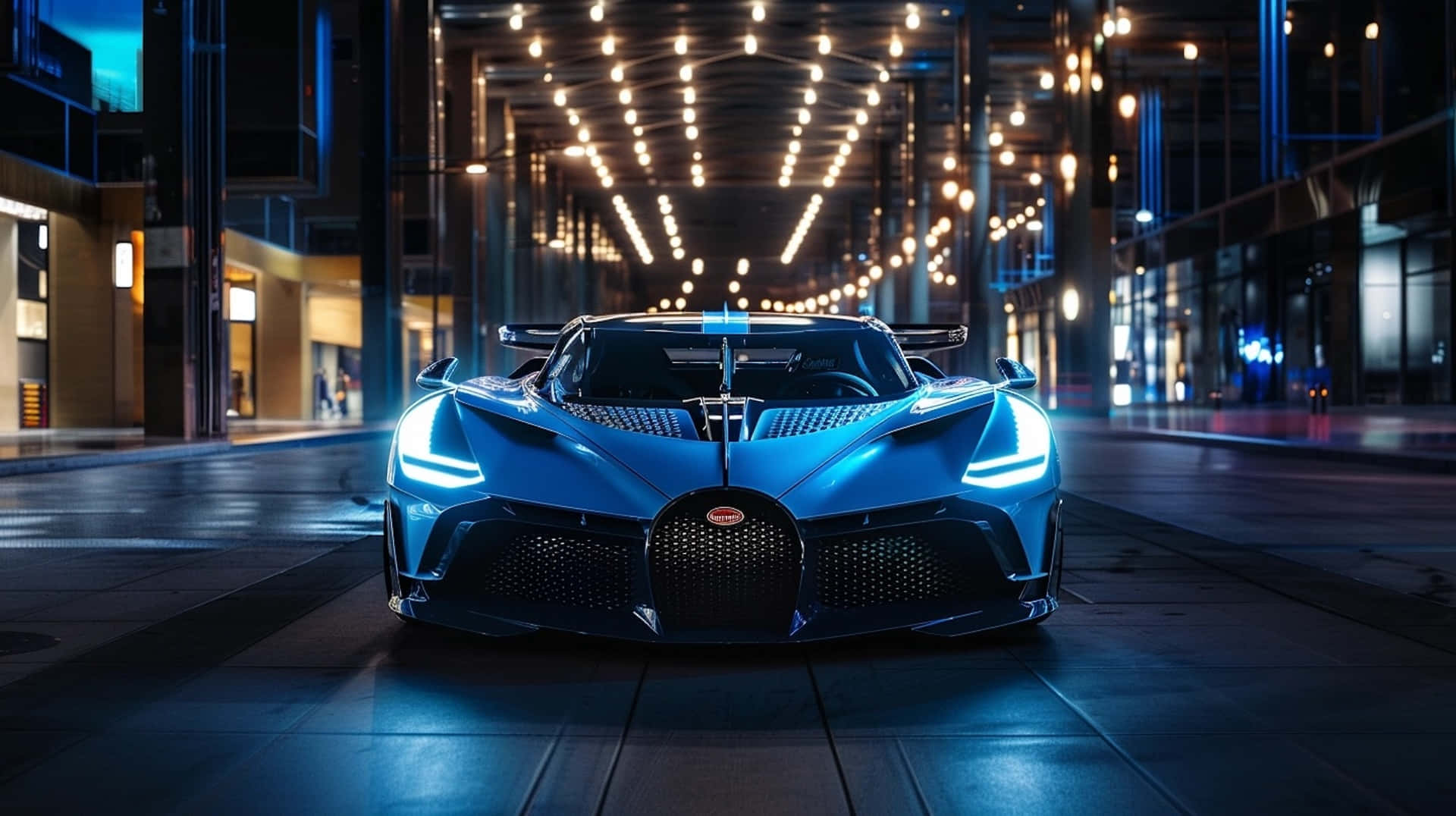 Bugatti Bolide Nighttime Cityscape Wallpaper