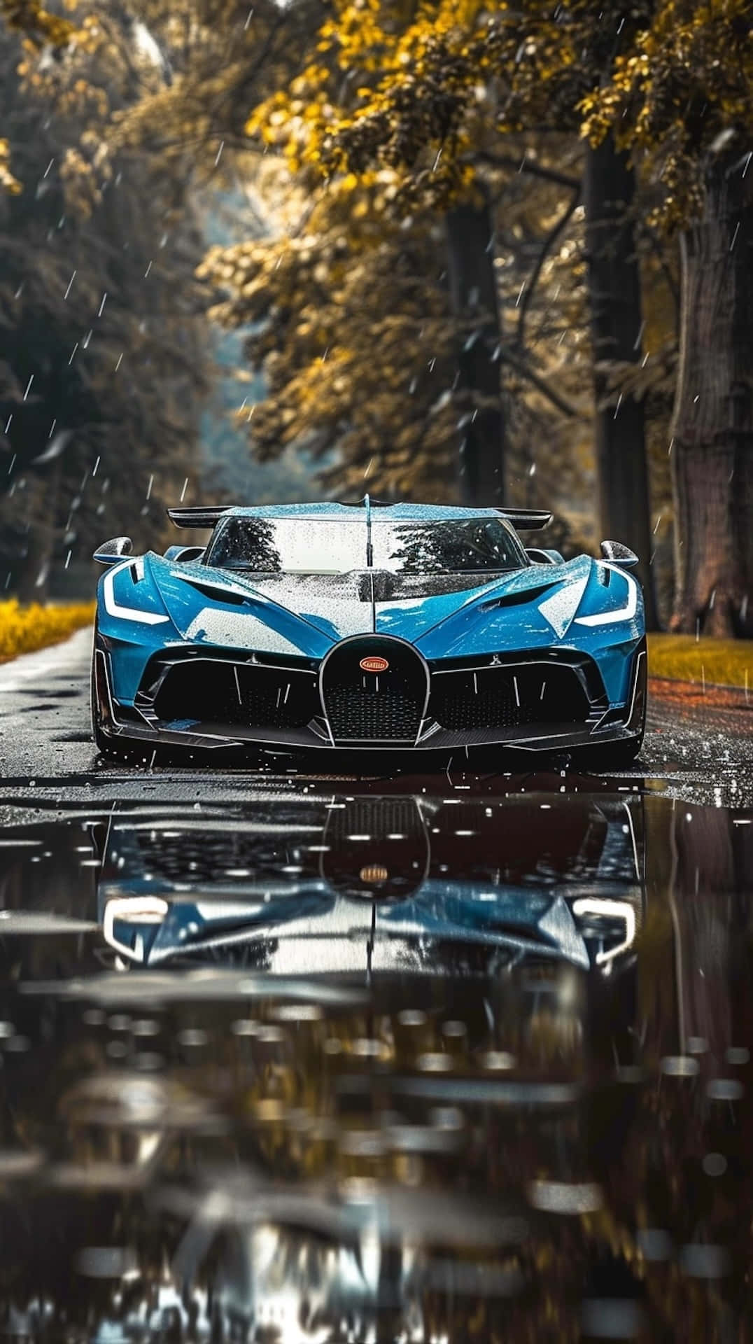 Bugatti Bolide Rainy Drive Wallpaper