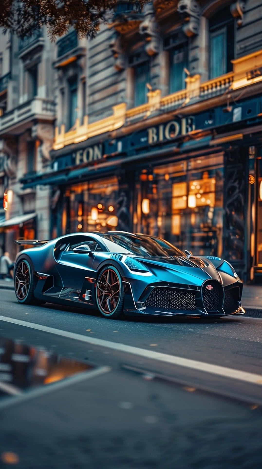 Bugatti Bolide Urban Backdrop Wallpaper