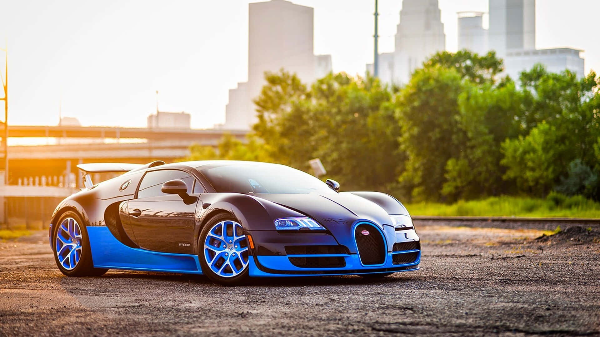 On the Road with a Striking Bugatti Wallpaper