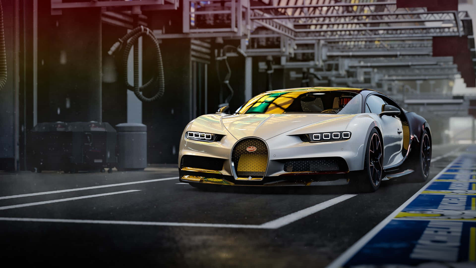 Breathtaking Bugatti Chiron in action on a twisty road Wallpaper