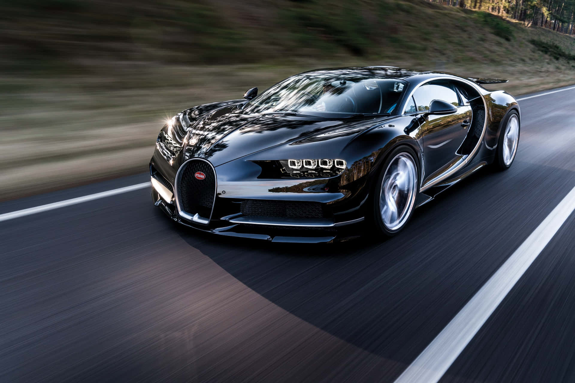 Sleek Bugatti Chiron in Striking Blue Wallpaper