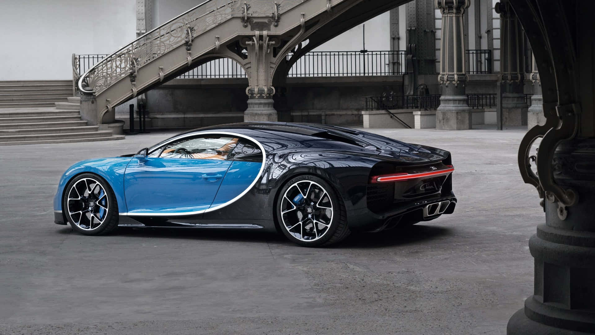 Stunning Bugatti Chiron showcased under the moonlight Wallpaper