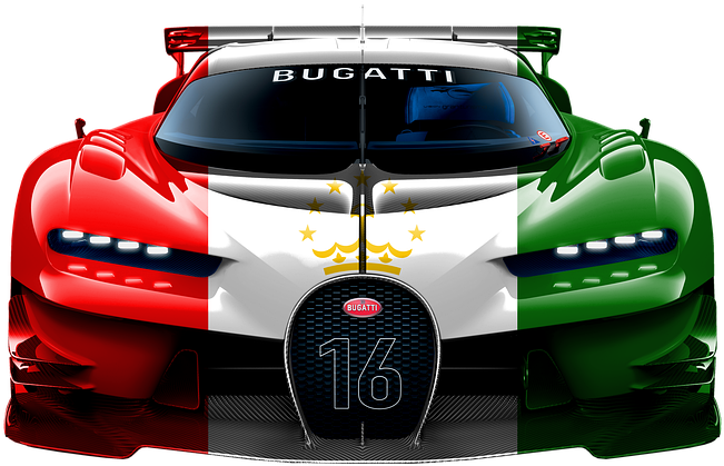 Bugatti Chiron Tajikistan Flag Livery PNG