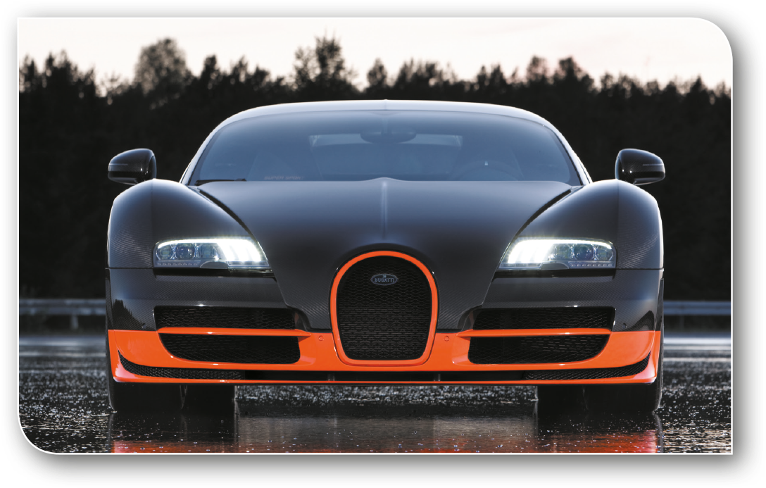 Bugatti Veyron Orange Black Front View PNG