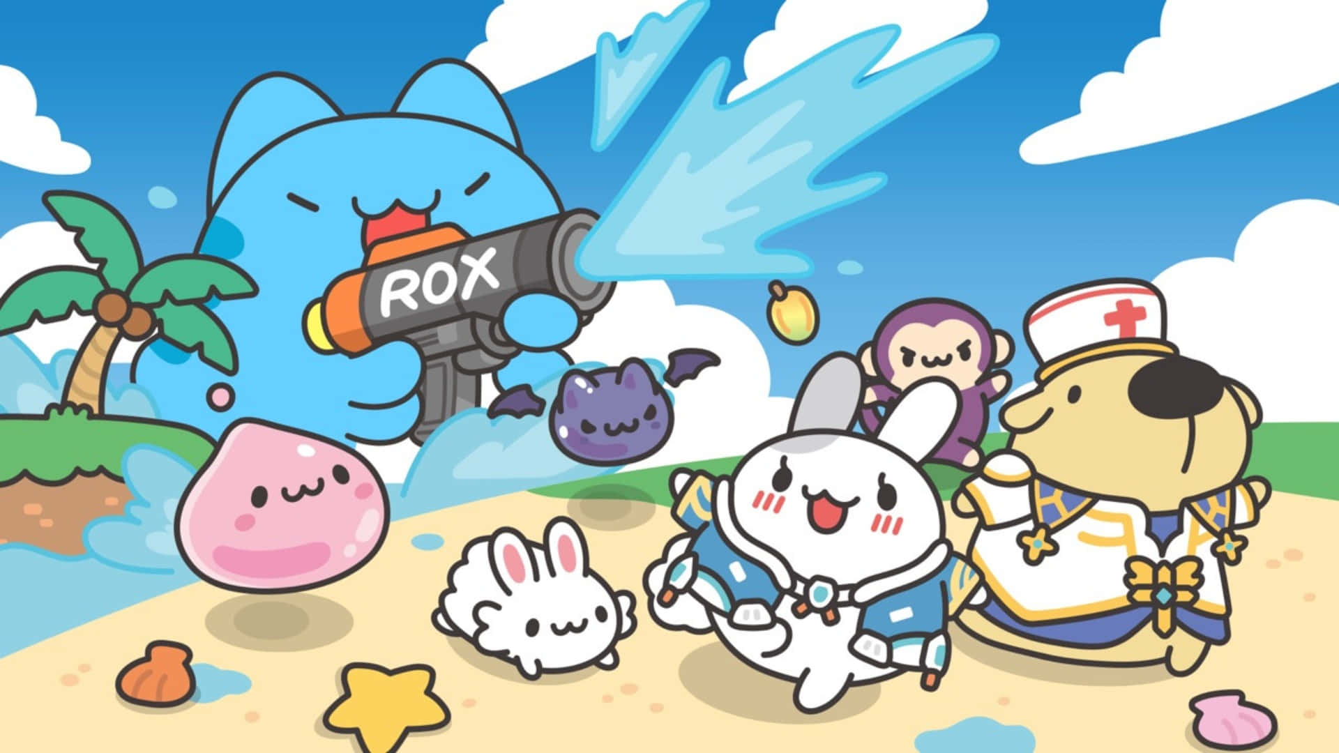 Bugcat Capoo Beach Fun Wallpaper