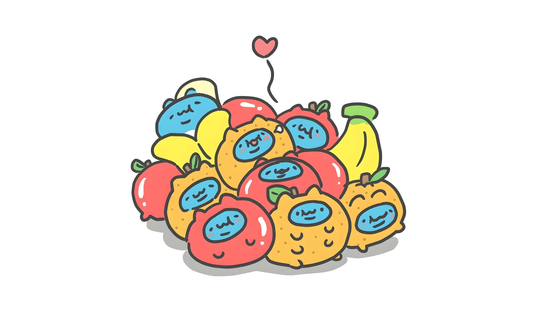 Bugcat Capoo Fruit Pile Wallpaper