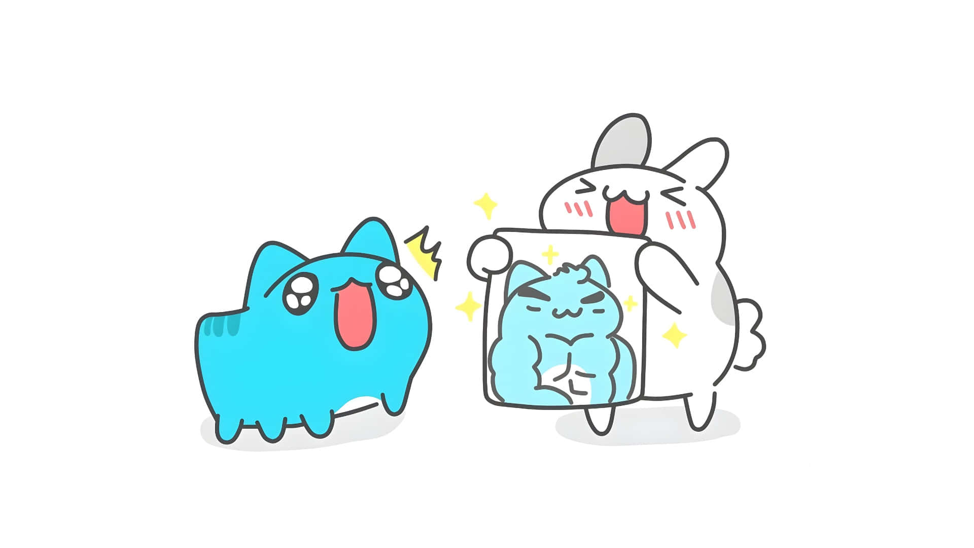 Bugcat Capoo Ice Cube Fun Wallpaper