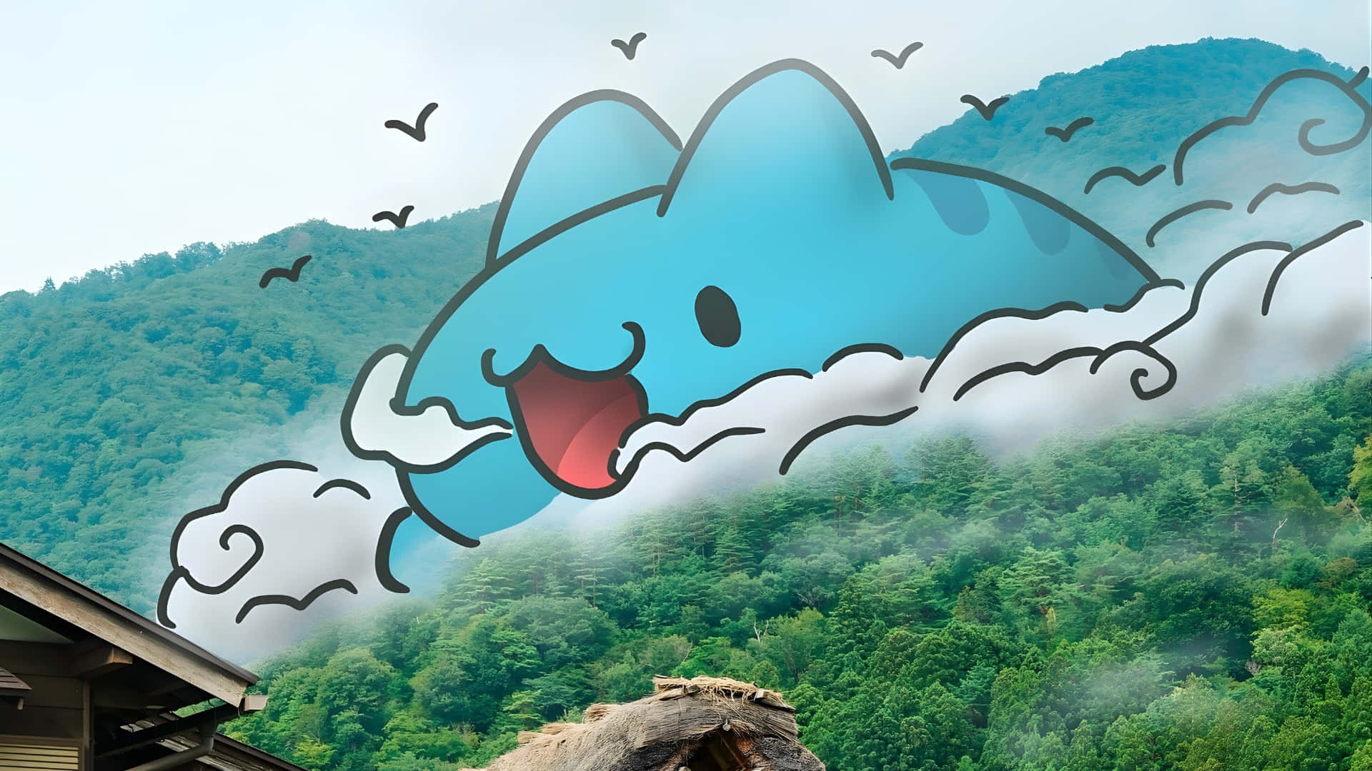 Bugcat Capoo In Clouds Wallpaper