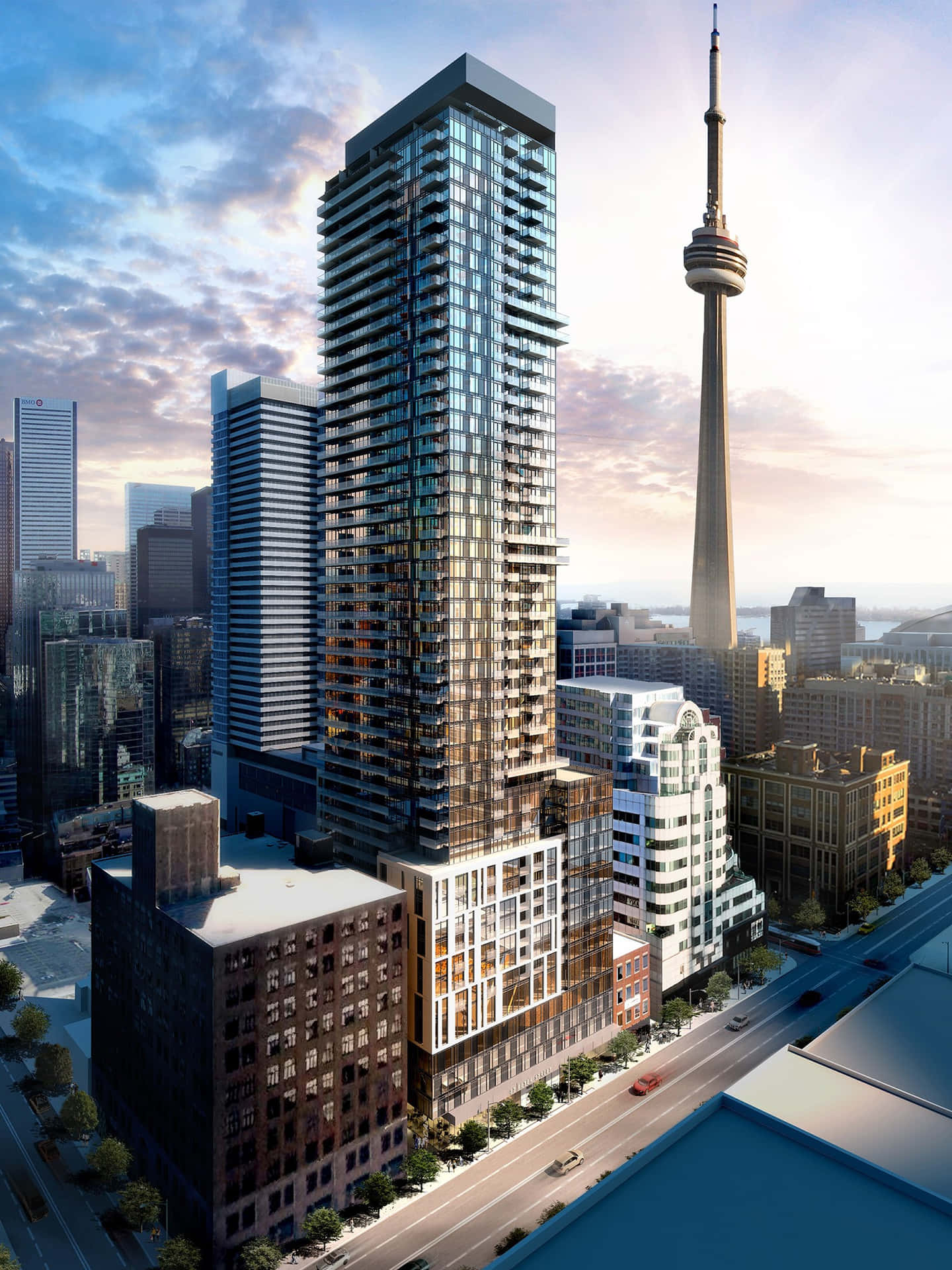 A Rendering Of A Building With A Cn Tower In The Background