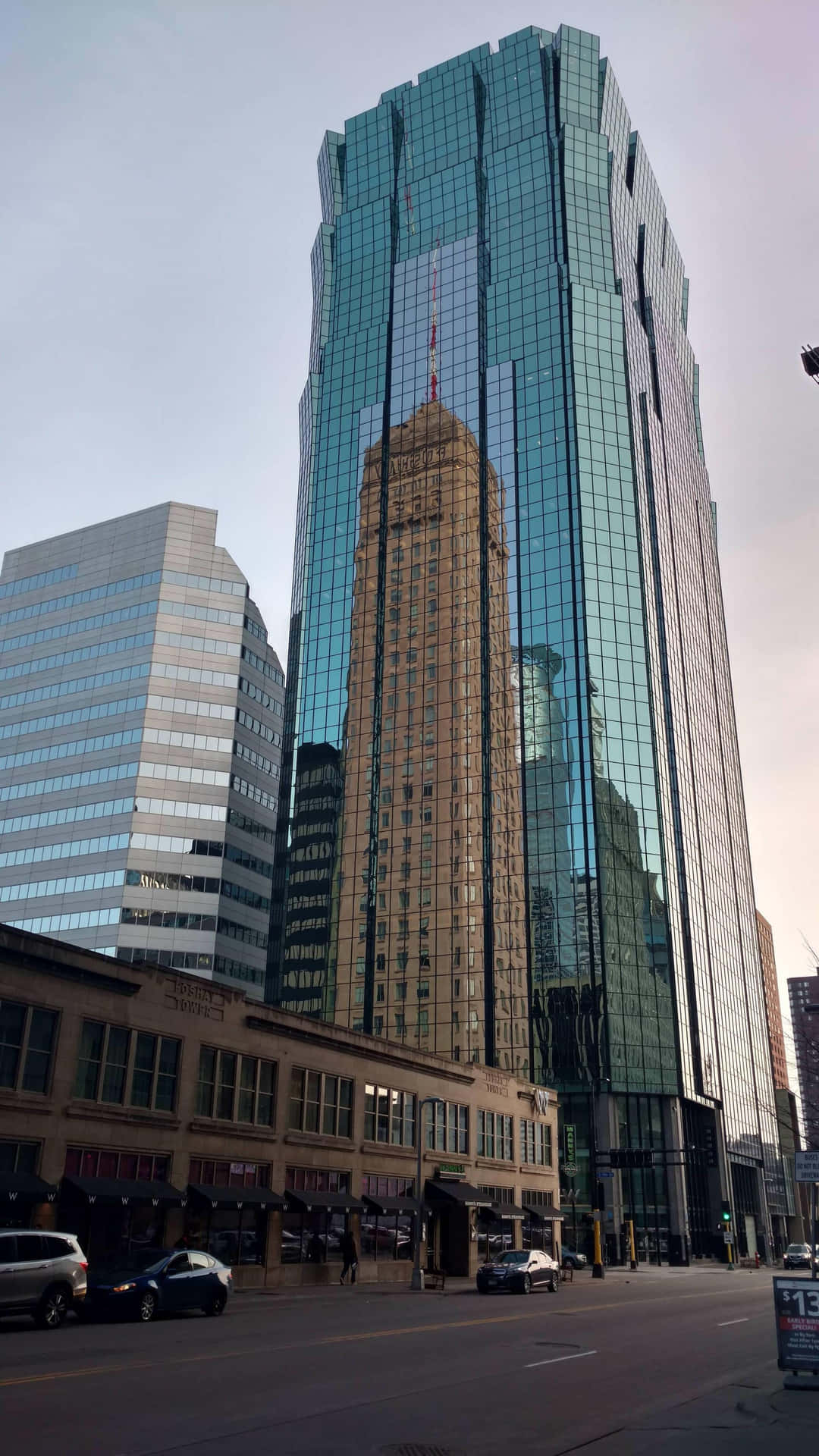 A majestic building in the city skyline